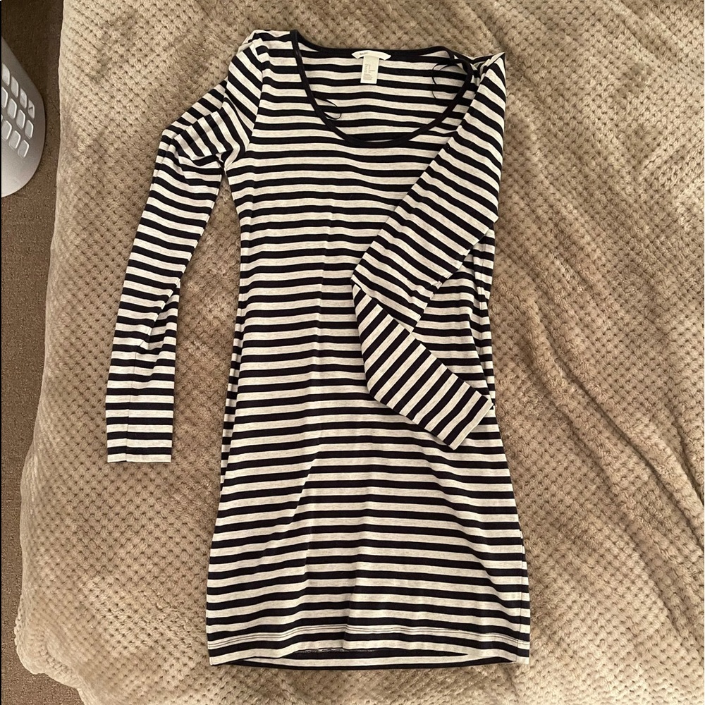 Black and White Striped Mini Dress